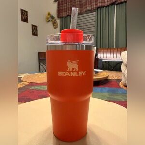 Stanley China Flowstate Orange Travel Tumbler with Clear Lid